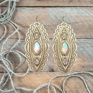 Shiny Gold Western Concho Elongated earring - My Wyo Designs