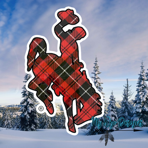 Tartan Plaid Christmas Bucking Horse & Rider®️ Decal* - My Wyo Designs