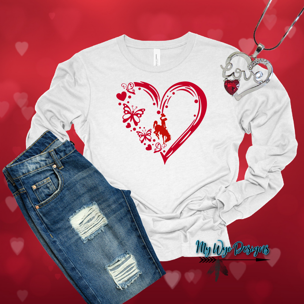 Heart in LOVE LONG sleeve Tee ~Ash White~ Pre-order - My Wyo Designs