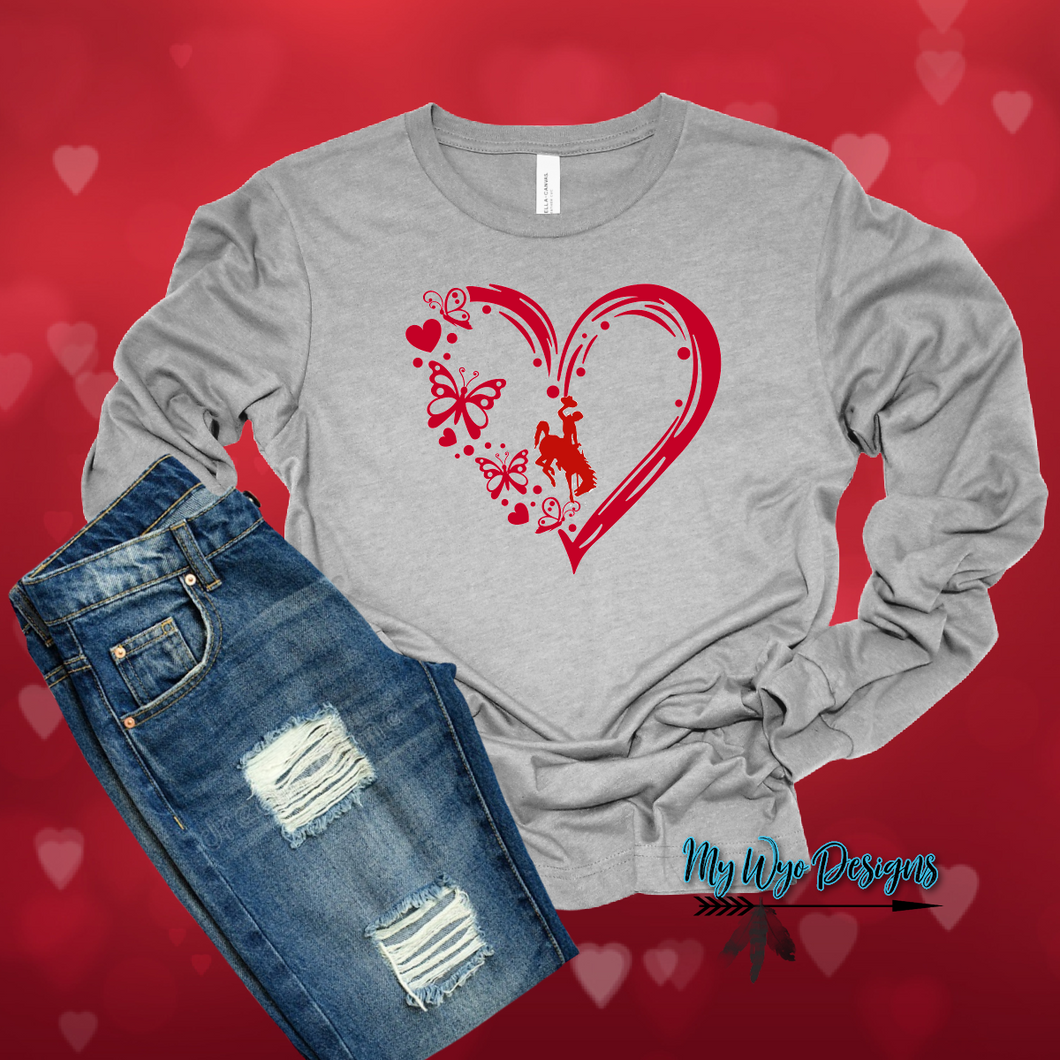 Heart in LOVE LONG sleeve Tee ~Athletic Heather~ Pre-order - My Wyo Designs